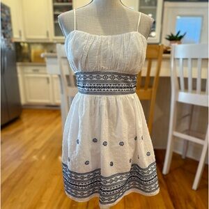 Trixxi White and Blue Embroidered Dress